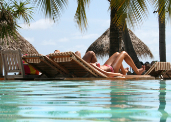 A resort style pool experience with ocean views